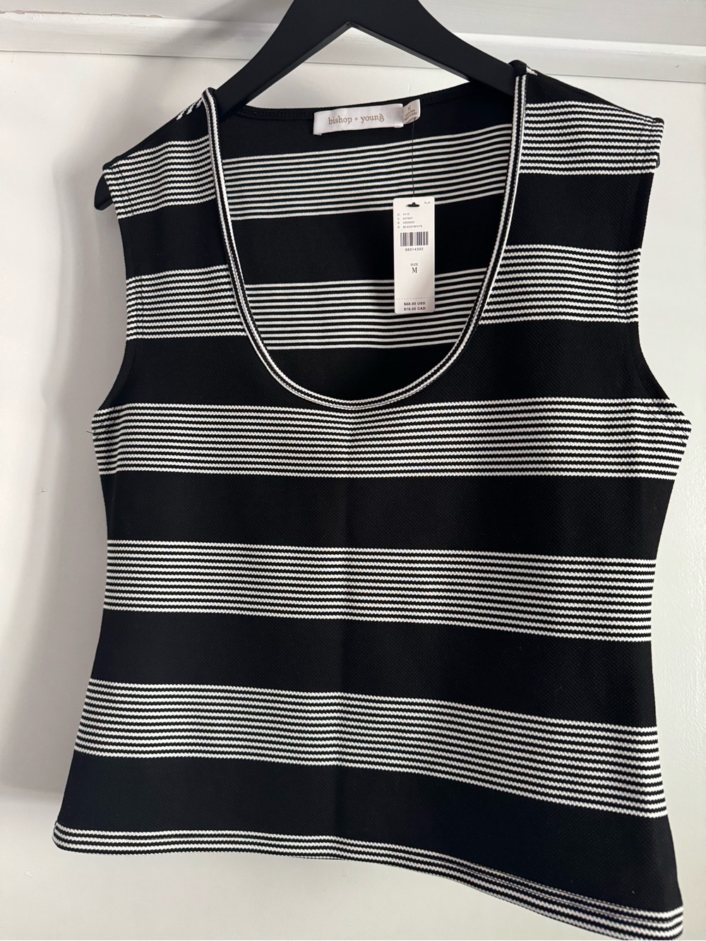 bishop + young Black and White Striped Scoop Neck Tank